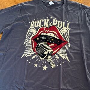 Y2K Really Rad Rock & Roll Singer Graphic Men's Rock Star Tee Shirt - Gray New